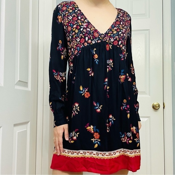 Sezane Dress Mini Daphna Floral Long Sleeve Boho Casual Colorful Size 38 Small - Picture 1 of 7